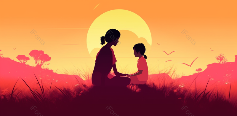 治愈母亲孩子亲子感恩简约手绘母亲节背景,插画/手绘图,插画/手绘图库,插画/手绘图下载,插画/手绘